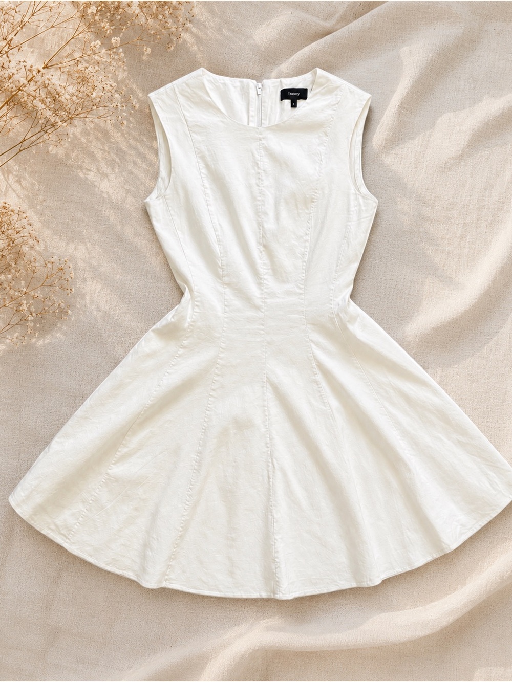 Theory Cream Sleeveless Fit-and-Flare Dress - Picture 2 of 7